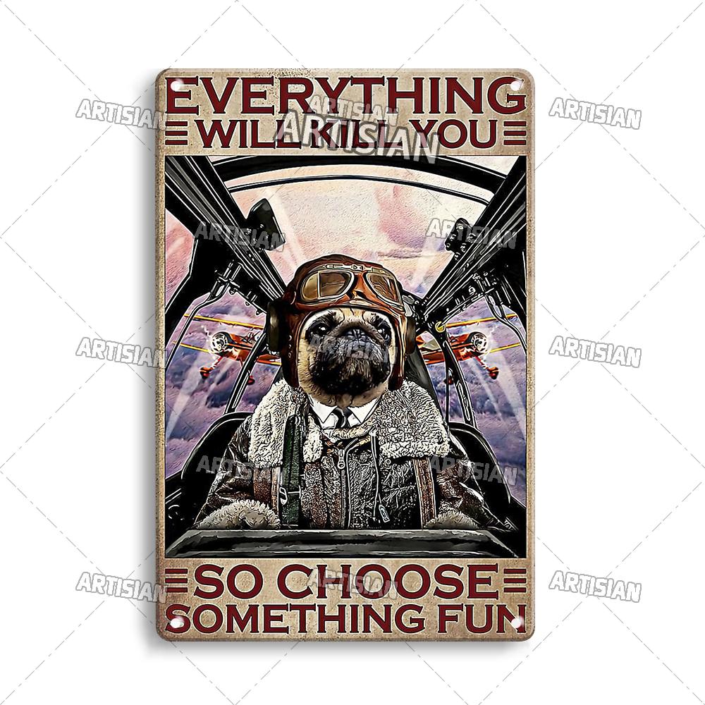 Artisian Flying Metal Sign Pilot Tin Poster Flight Attendant Decorative Plate Wall Decor Garage Bar Pub Club Hotel Cafe Kitchen