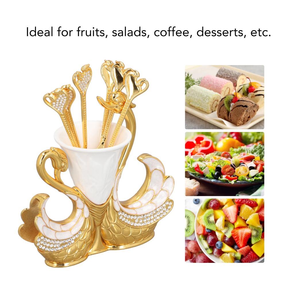 7pcs Zinc Alloy Swan Base Holder White Decorative Swan Flatware  Ice Cream Cake