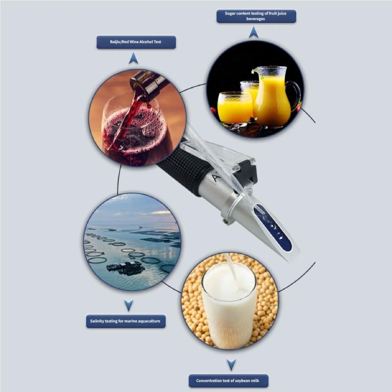 Portable Handheld Sugar Refractometer For Testing Drinks Fruit Juice Sugar Measurement And Density In Ocean Water