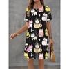 Summer Ladies 3D Printed Short Sleeve Dress Fashion Versatile Breathable Trend Casual