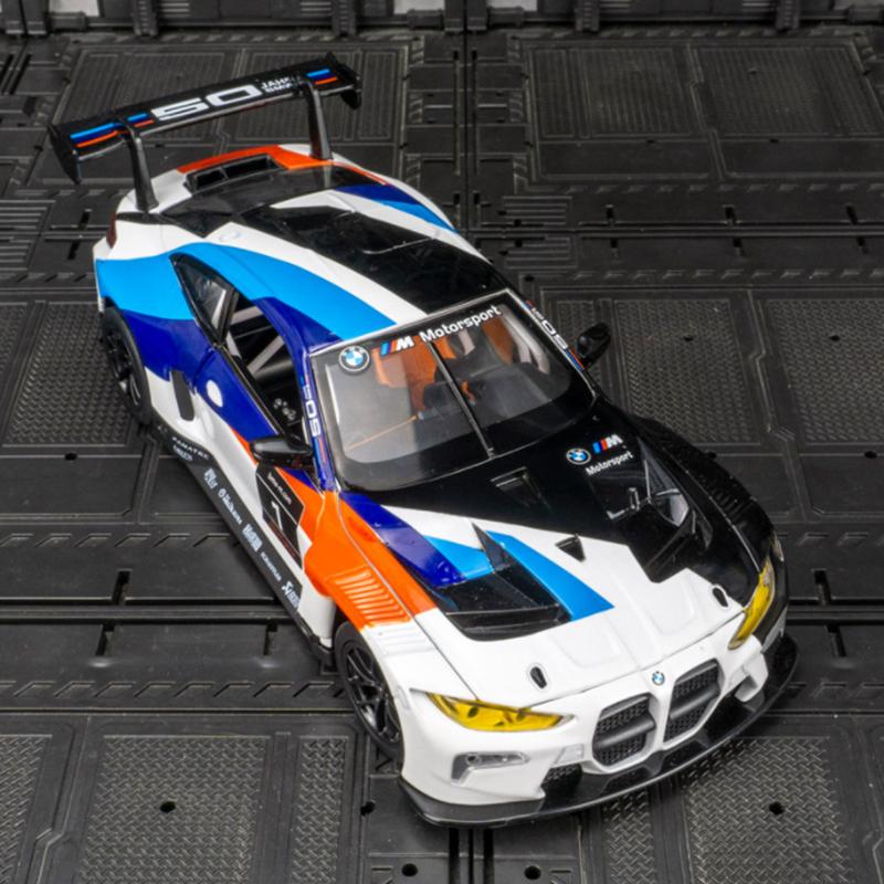 1:24 BMW M4 GT3 Alloy Sports Car Model Diecasts Metal Track Racing Car Model Simulation Sound and Light Collection Kids Toy Gift
