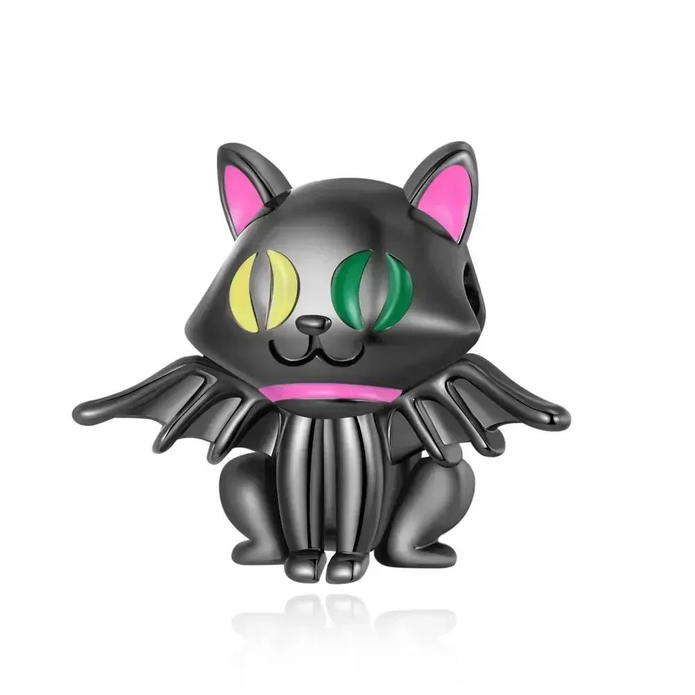 Authentic Original Copper Metal Halloween Perfect Gift Black Cat Spider Skull Pumpkin Ghost Bead Components Charm Bead Components Designed For Pan