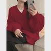 V-Neck Twisted Sweater: All-Match, Soft & Thick Wool Knit for Spring, Autumn, and Winter - Gentle, Lazy Korean Style Top