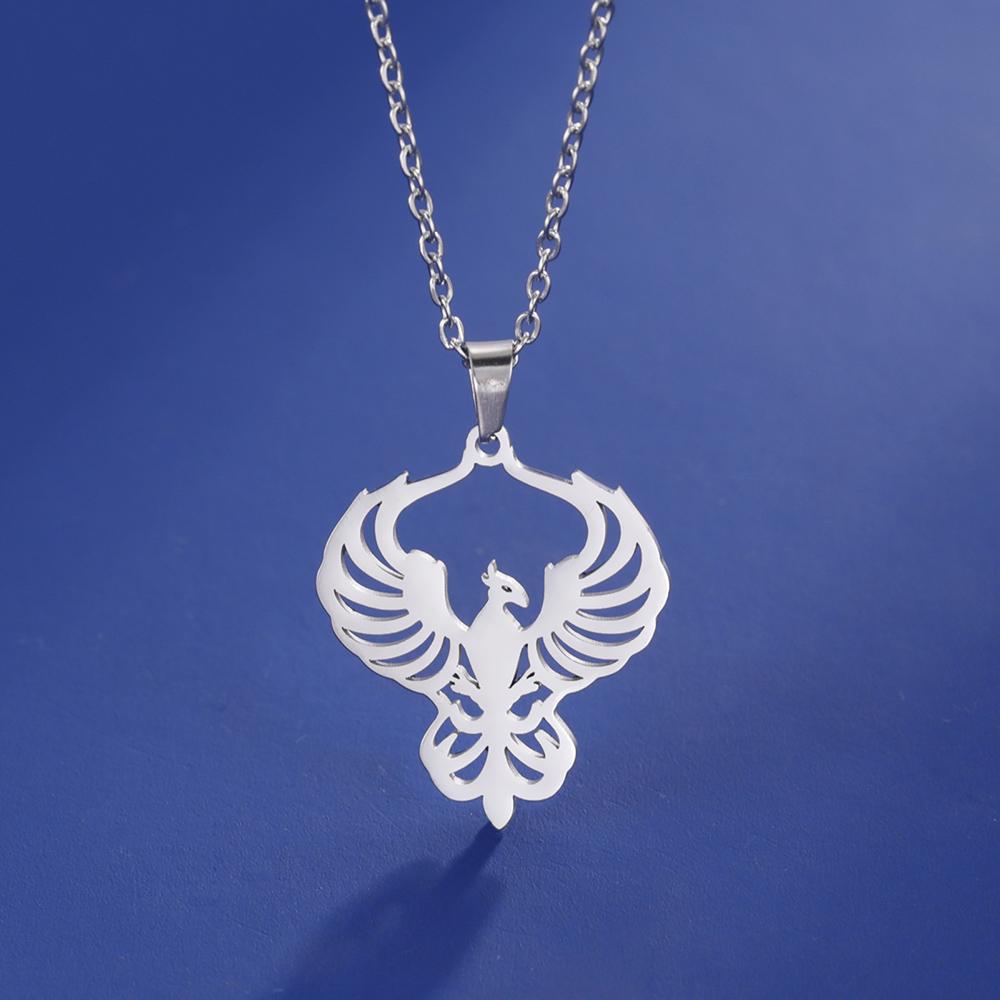 Dawapara Phoenix Guardian Animal Necklace Mythology Bird Pendant Protection Strength Symbol Stainless Steel Women Necklace