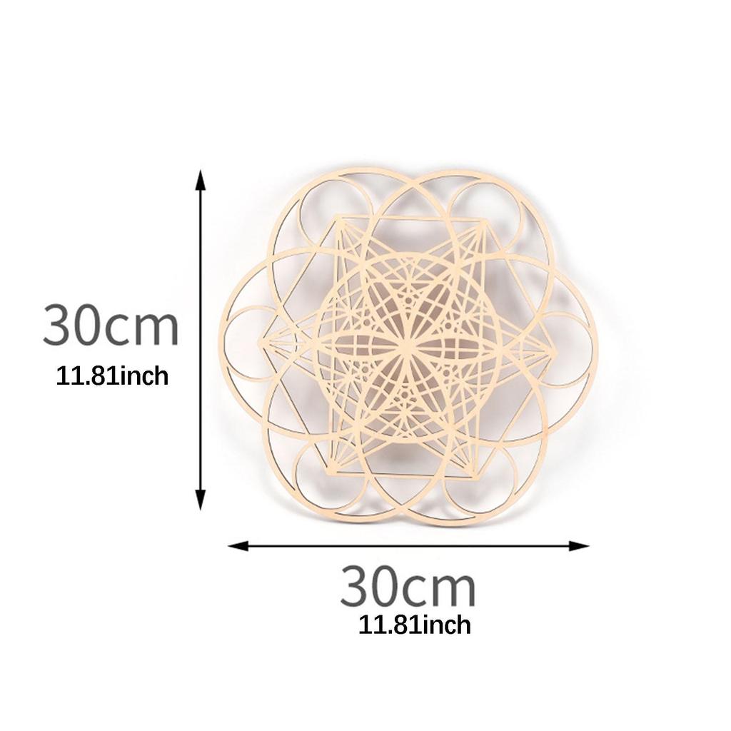 Geometric Wood Wall Art Hollow Craft Traditional 11.8'' Wooden Wall Decor Abstract Ornament for Dining Room Farmhouse Bedroom