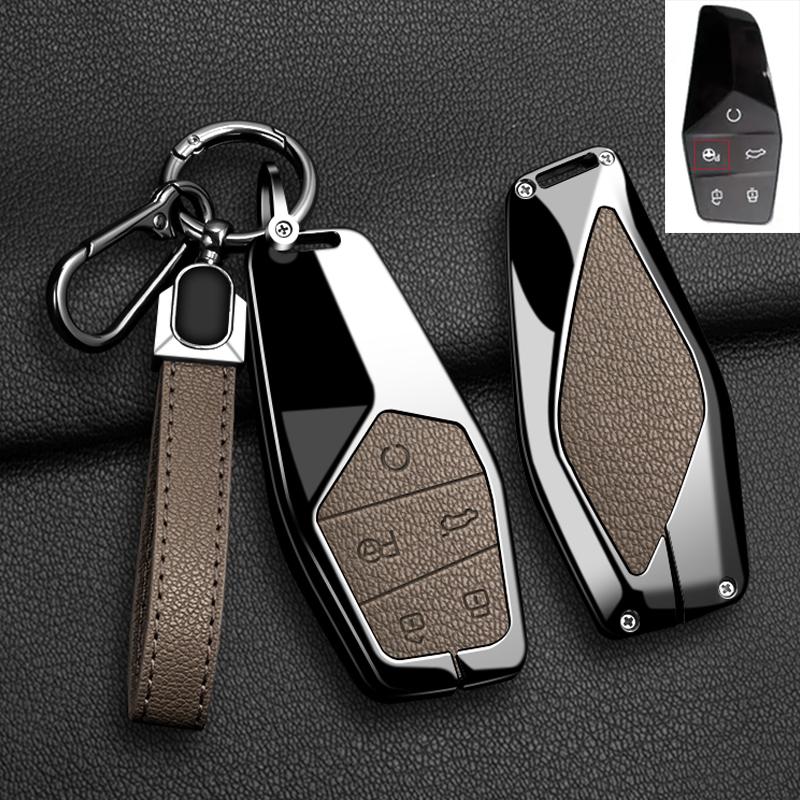 

For Mg One Zinc Alloy Leather Remote Car Key Case Cover Fob Protector Keychian Auto Accessories