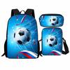 Trendy Popular flame football 3D Print 3pcs/Set pupil School Bags Laptop Daypack Backpack Inclined shoulder bag Pencil Case