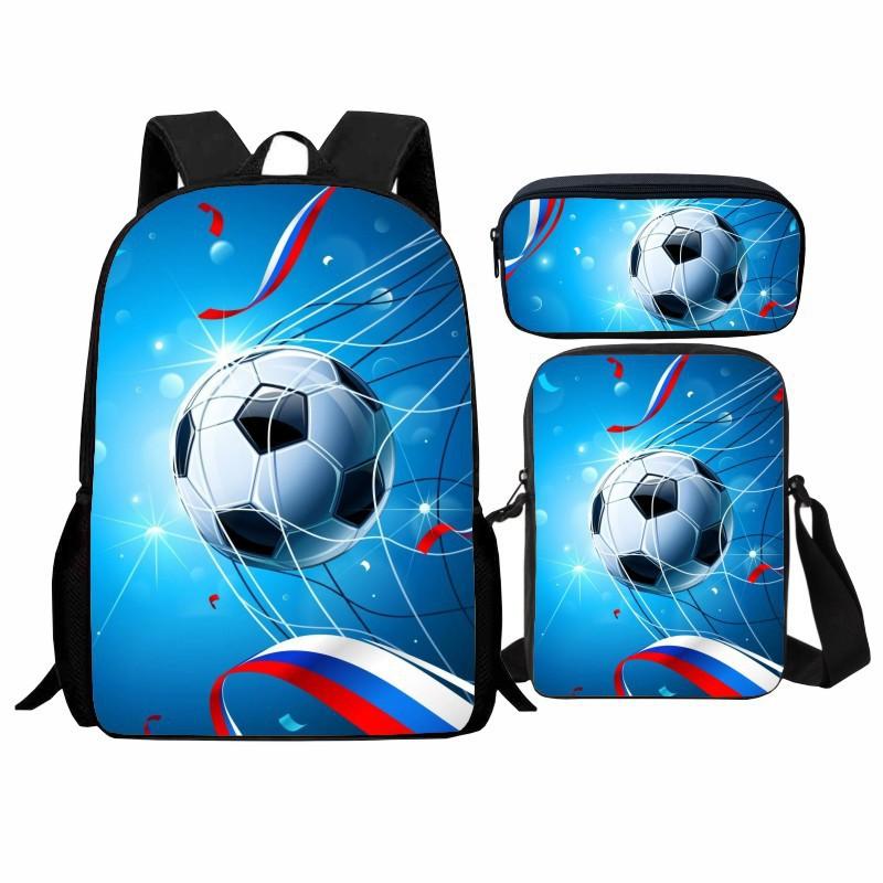 Trendy Popular flame football 3D Print 3pcs/Set pupil School Bags Laptop Daypack Backpack Inclined shoulder bag Pencil Case