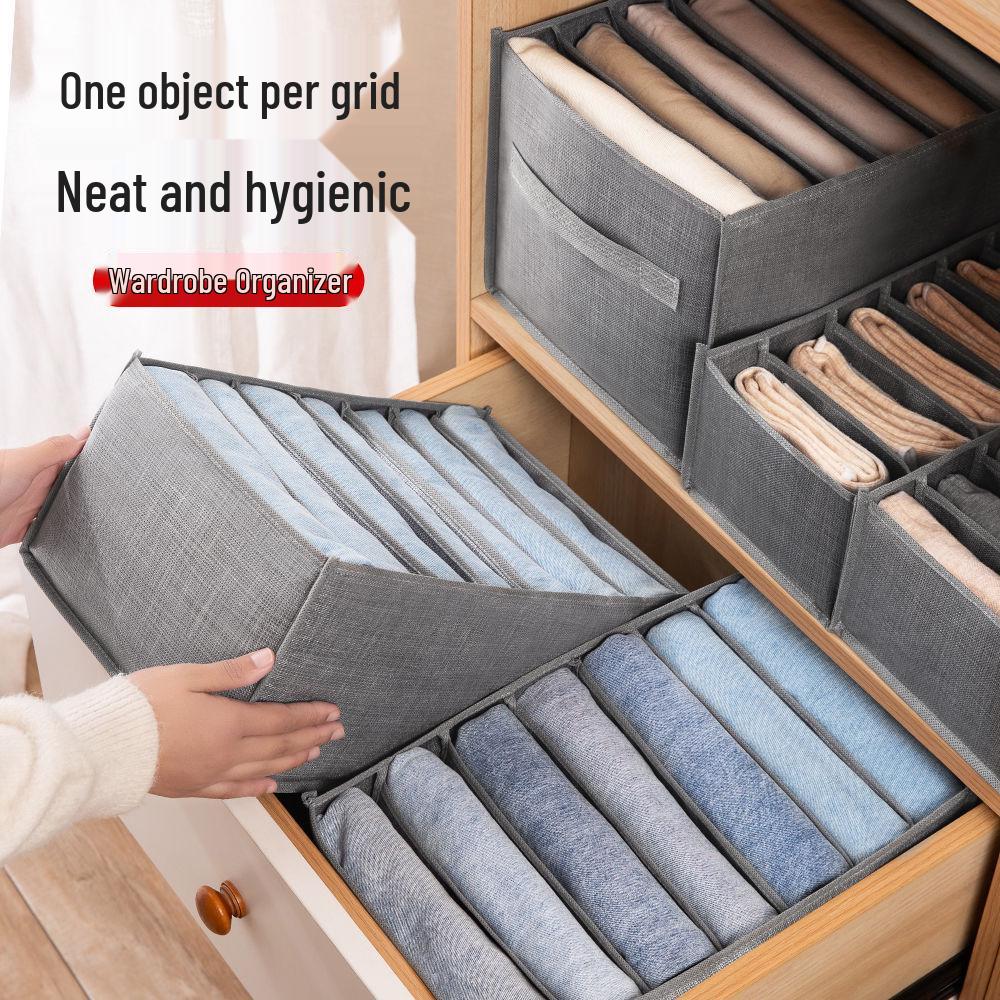 Denim Jeans and Sweater Storage Box with Dividers - Multifunctional Clothes Organizer
