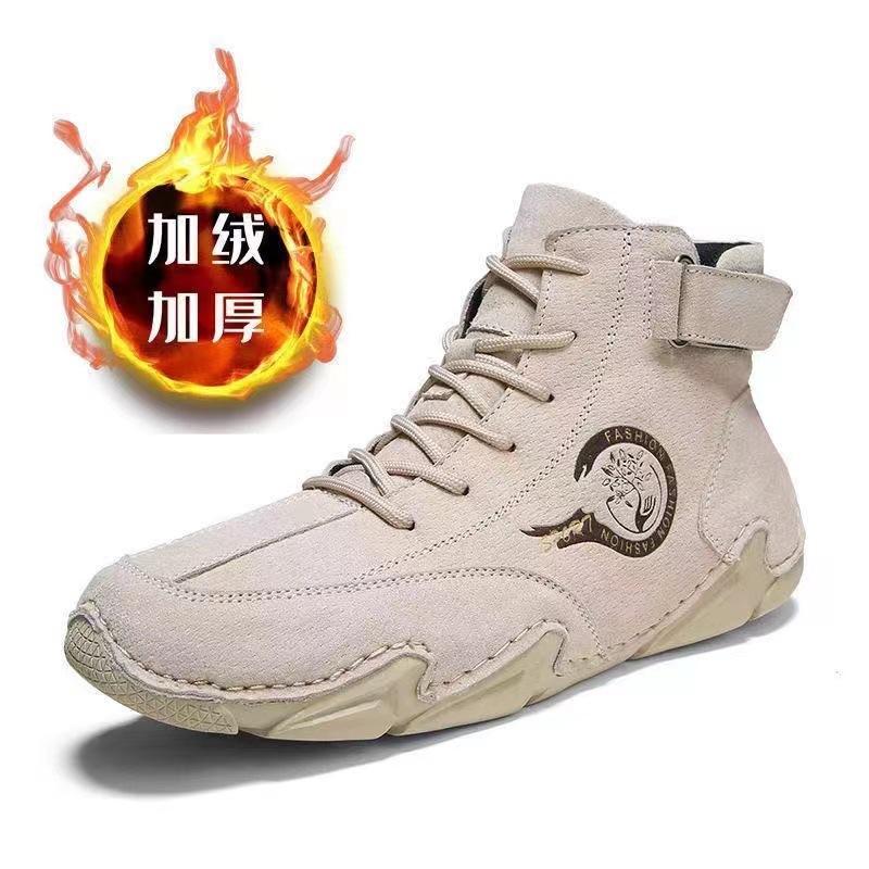 2025 Men Winter Boots Fashion Men Retro Snow Boots Casual Flat Cotton Shoes Men Outdoor Light Ankle Anti Slip Plush Warm Zapatos