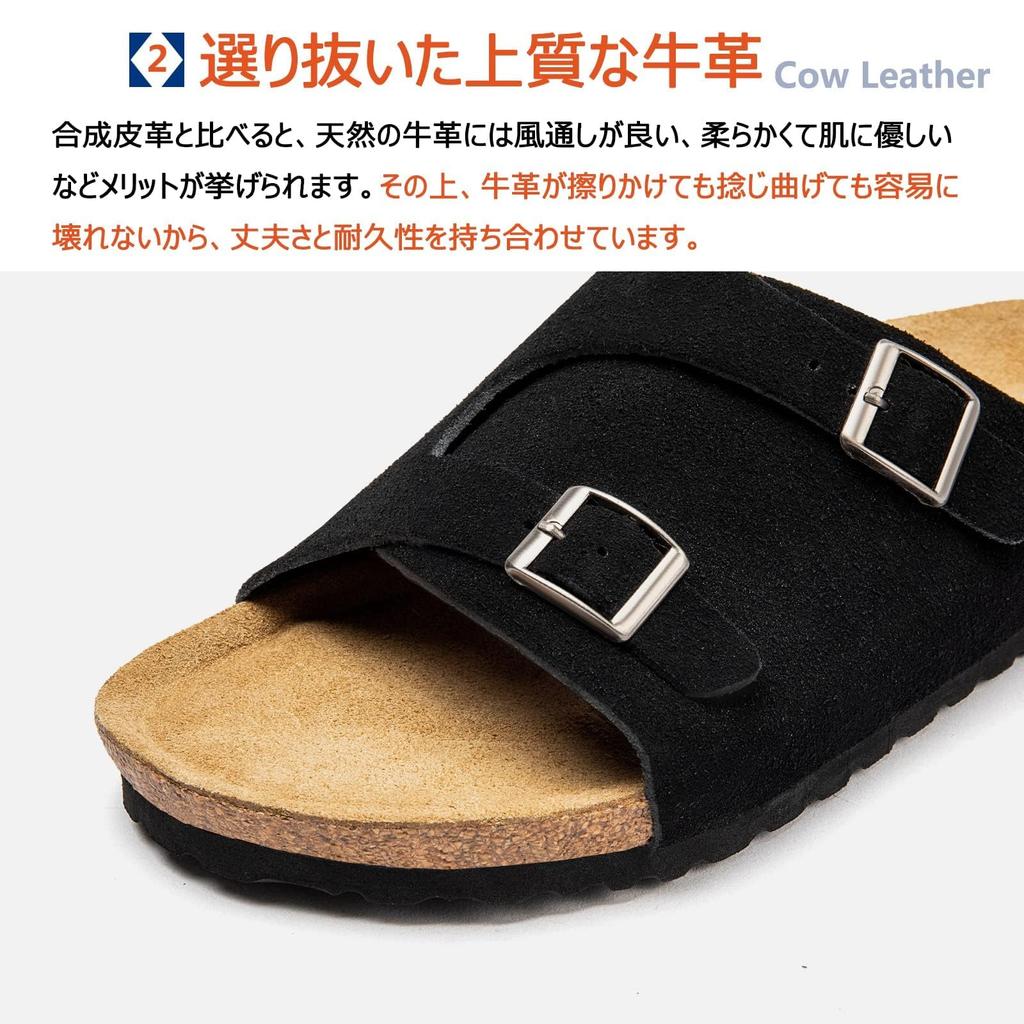 STRDEOUT Comfort and Cowhide Summer Comfortable Black Men's Sandals, Cork, Suede, Leather, Sandals, Outdoor, Office, Stylish, Slippers,