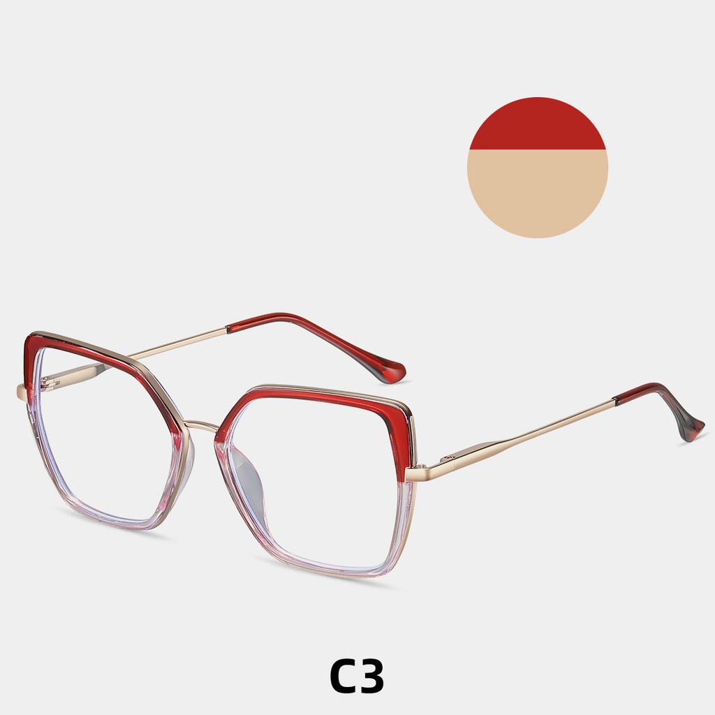 87186 Metal Glasses Frame Geometric Frame Glasses Frame Optical Glasses Color Matching Anti-Blue Light Glasses Computer Glasses Frame