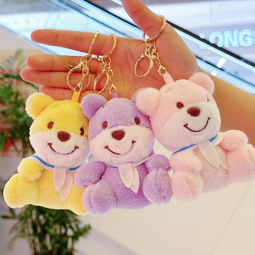 Navy Bear Plush Keychain Charm