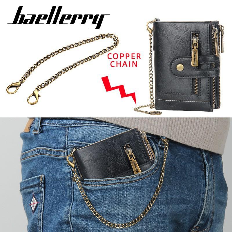 New Men's Short Wallet European American Retro Multi Slot Double Zipper Coin Purse