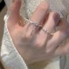 Elegant Irregular Heart Bow Open Ring For Women Girls Punk Gothic Sliver Color Adjustable Couple Rings Y2K Female Fashion Jewelry Gift