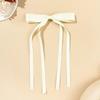 Solid Color Satin Bow Hair Clip for Woman Elegant Temperament Long Ribbon Hairpin Fashion Girl Hair Pin Hair Accessories