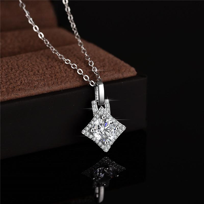 Silver S925 Pendant 1 Carat Moissanite Necklace Fashion Luxury Wedding Jewelry Women's Necklace Exquisite Gift