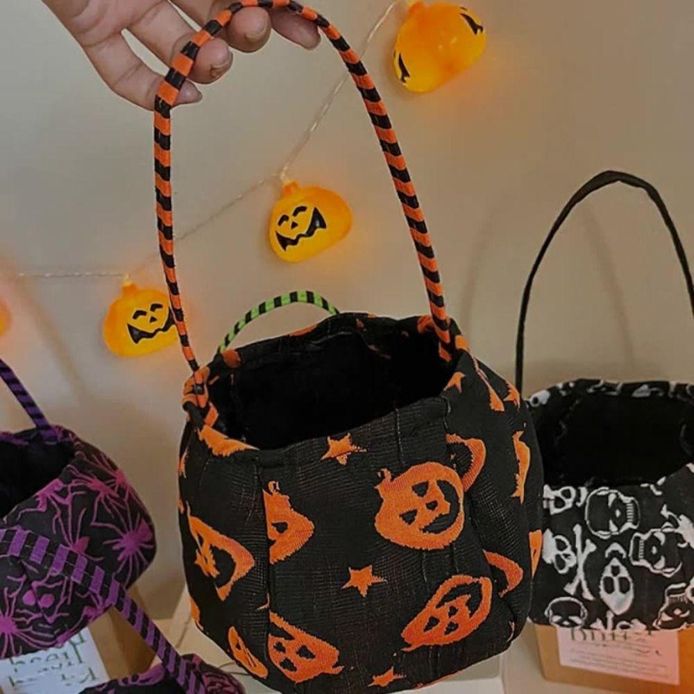 Cloth Pumpkin Candy Bucket Gifts Pouch Stuffed Cotton Tote Bags Funny Halloween Candy Bag  Gift