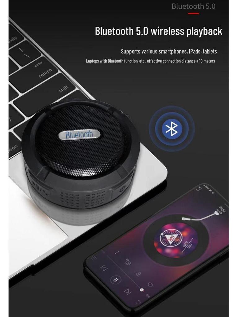 Boxă Bluetooth C6 Impermeabilă: Portabil, Ventuză, Fără fir, Exterior, Apeluri hands-free, Cataramă de agățare