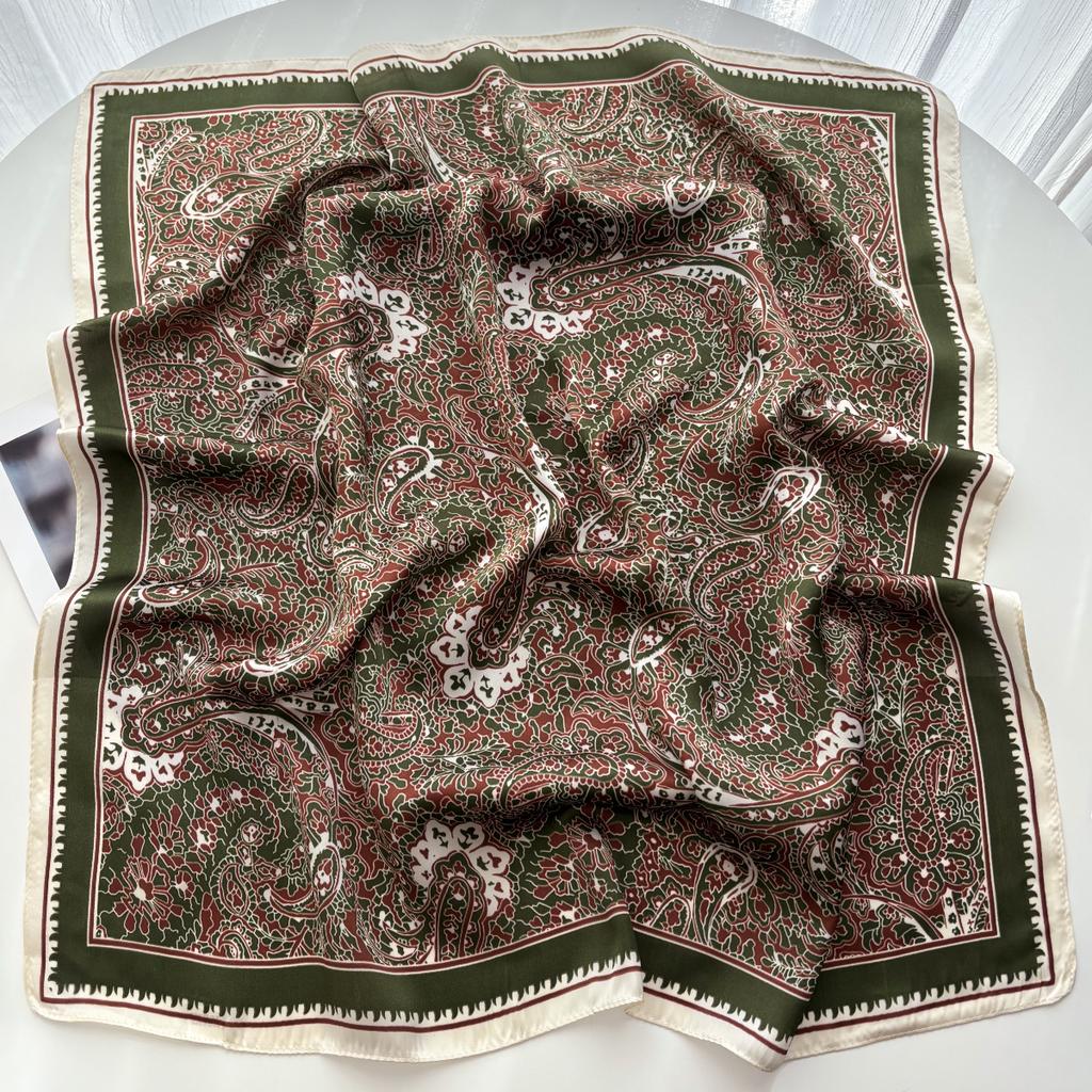 Luxury Square Scarf For Women Retro Ladies Hijab 70*70Cm Elegant Neckerchief Bandanas Soft Stain Faux Silk Scarves Shawl Warps