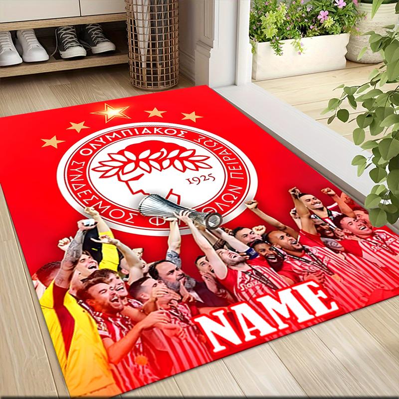 Custom Name Olympiacos Champions Celebration Carpet Rug Customizable Soft Washable Anti-Slip Home Living Room Sofa Mats Personalized Rug. 0909217