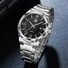 OPK Men's Quartz Watch, Stylish, Classic, Stainless Steel, Date Display, Waterproof, Luminous, Perfect for School or Office, Black