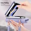 For Samsung Galaxy Z Flip7 FE 5G/Z Flip6 5G Case with Shoulder Strap PU+PC Wallet Phone Cover Built-In Back Screen Film