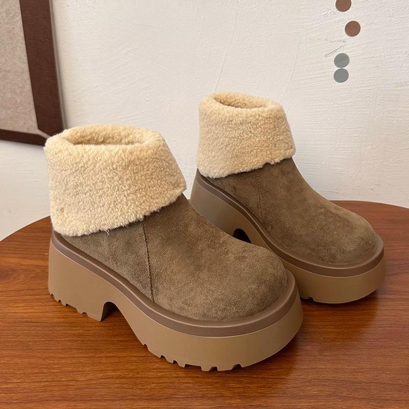 Thick-soled Snow Boots Women's Autumn and Winter New Velvet Warm Cotton Boots Casual Versatile