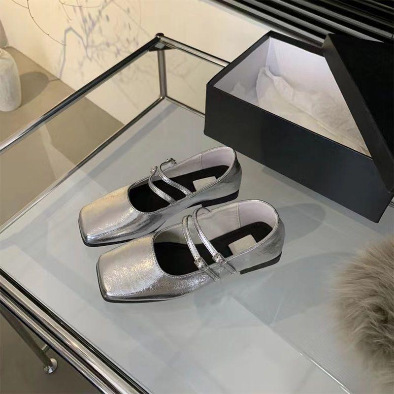 Square head shallow mouth single shoes women's spring new temperament soft flat Mary Jane shoes