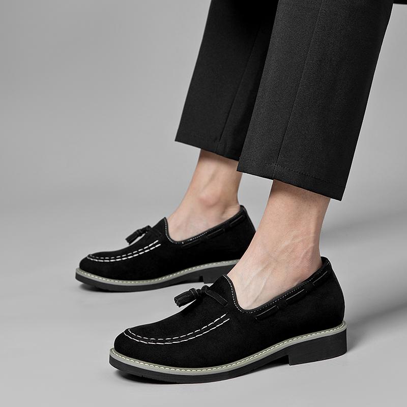 Handmade Men Casual Elevator Loafers Hidden Inner Height Increase Slip-On Comfortable Driving Shoes Moccasin New Insole Red