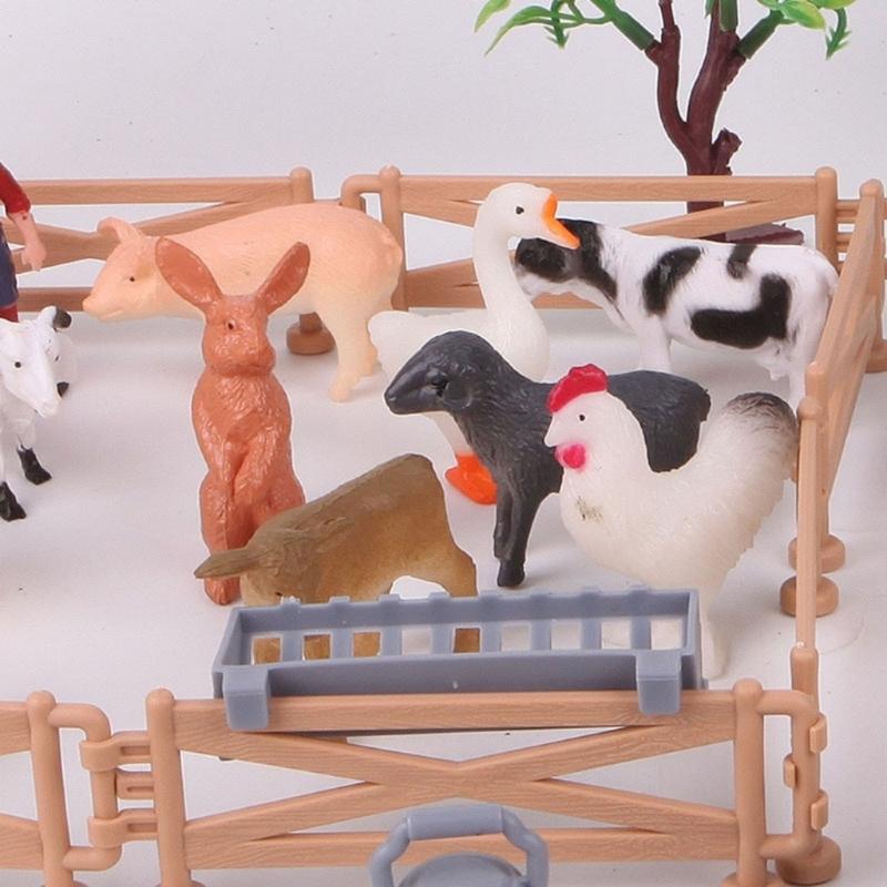 Realistic Farm Animal Figures Toy,42Pcs Farm Animal Figurines Playset Fences Frams Animal Cake Toppers Learning Toy Set