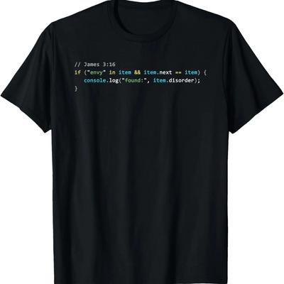 Christian Programmer Language - James 3_16 Verse In Code T-Shirt