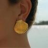 Stainless Steel Big Shell Stud Earrings for Women Cute Geometric Gold Plated Earrings Summer Beach Jewelry Gift