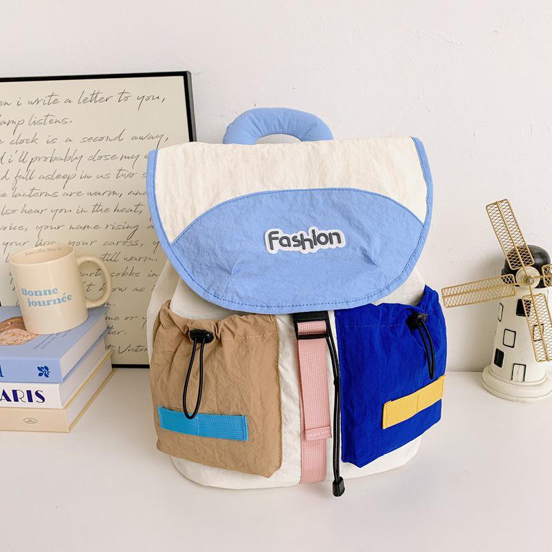 

Korean Color Block Kindergarten Backpack: Trendy Outdoor Sports Bag for Girls, Parent-Child Style 29*16.5*35cm синий