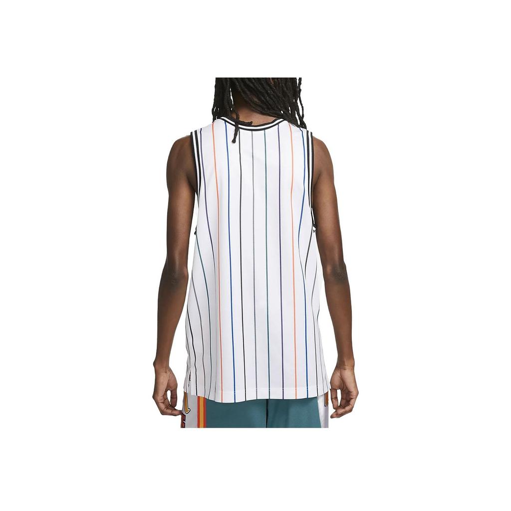 Nike Dri-Fit DNA Striped Round Neck Logo Print Sleeveless Basketball Tank Top Men Tops White DX0436-100