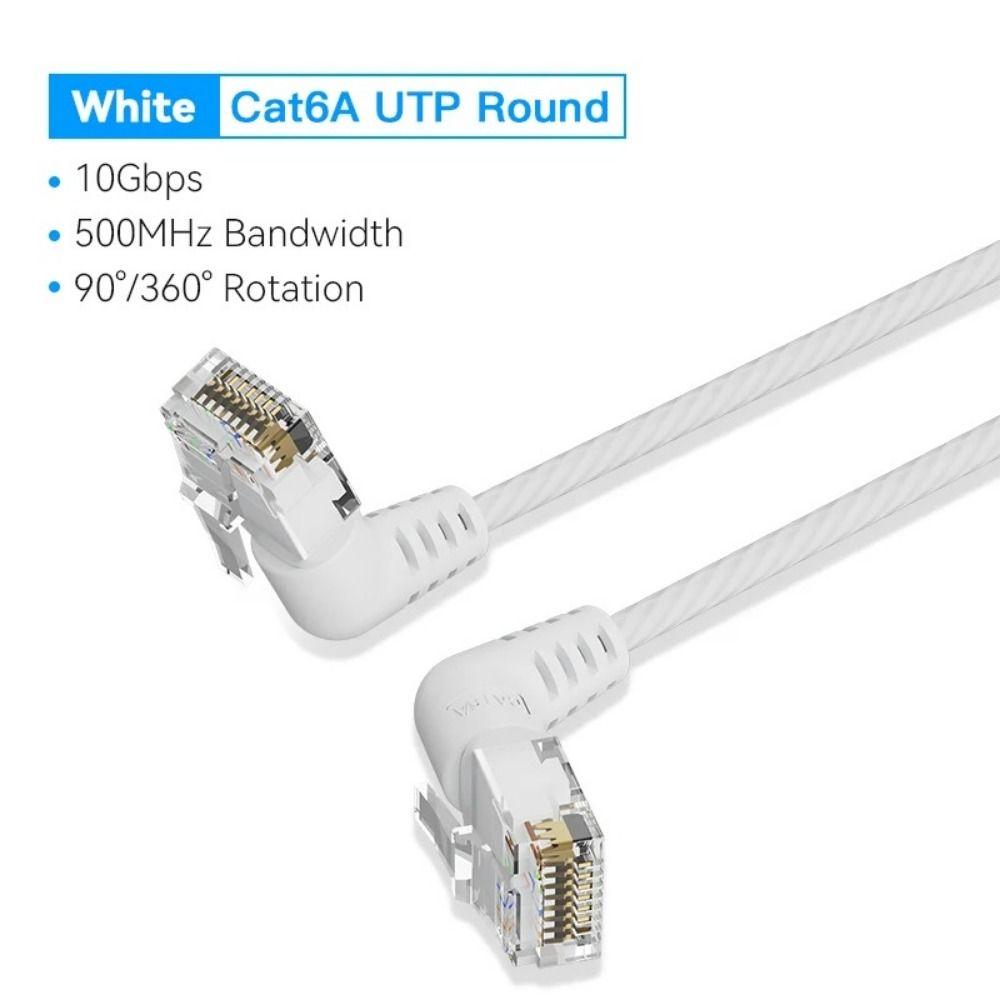 Double Elbow Cat6A Ethernet Patch Cable Slim Cable Cat6 Internet Cable  For Computer Router Laptop