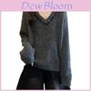 Winter Women V Neck Knit Sweater With Ice Silk Fabric For Casual Lounge