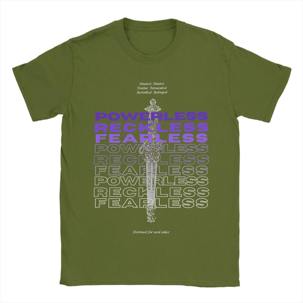 Unique Powerless Reckless Fearless  TShirts for Men Crew Neck 100 Cotton T Shirt Kai Azer Short Sleeve Tees Plus Size Tops
