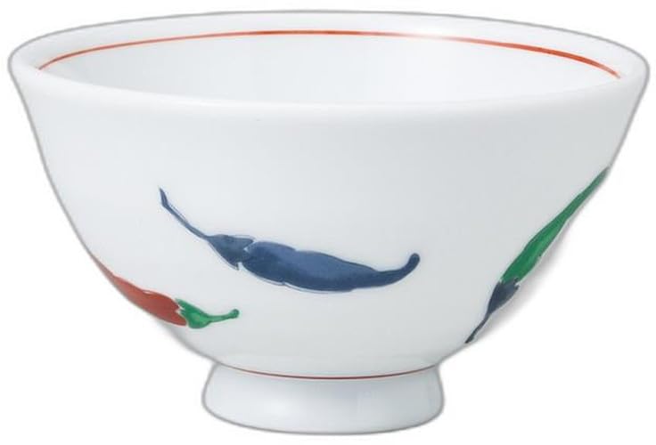 White Porcelain Chili Pepper Design Lightweight Rice Bowl x 11 x Rice Bowl Setomonohonpo [11 6.5cm]