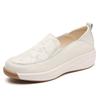 Fashion Spring Shoes for Women Fashion Thick Sole Slip-on Loafers Ladies Leather Hollow Casual Shoes Breathable Light Platform Sneakers