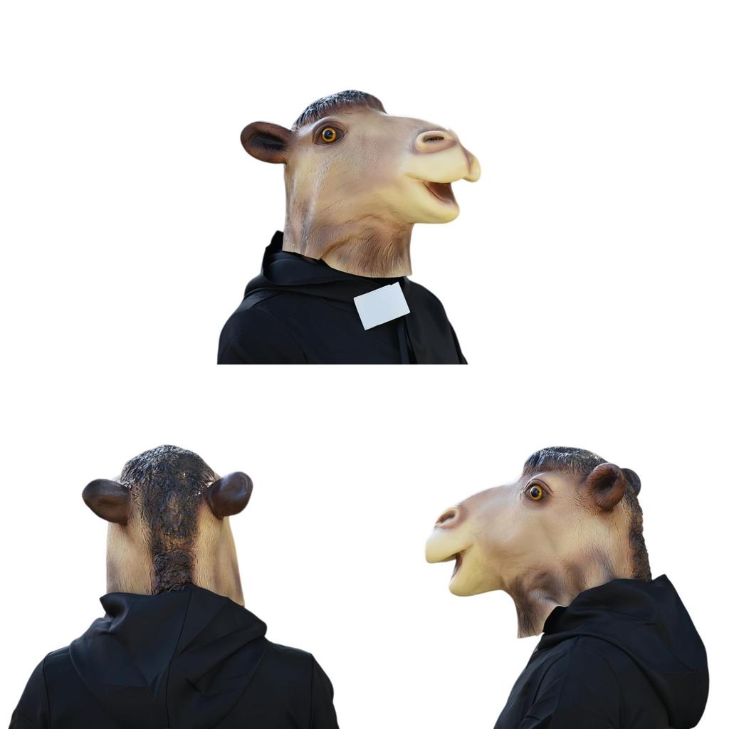 Maschera di Cammello Divertente Accessorio per Costume Testa di Animale in Lattice Per Feste e Festival