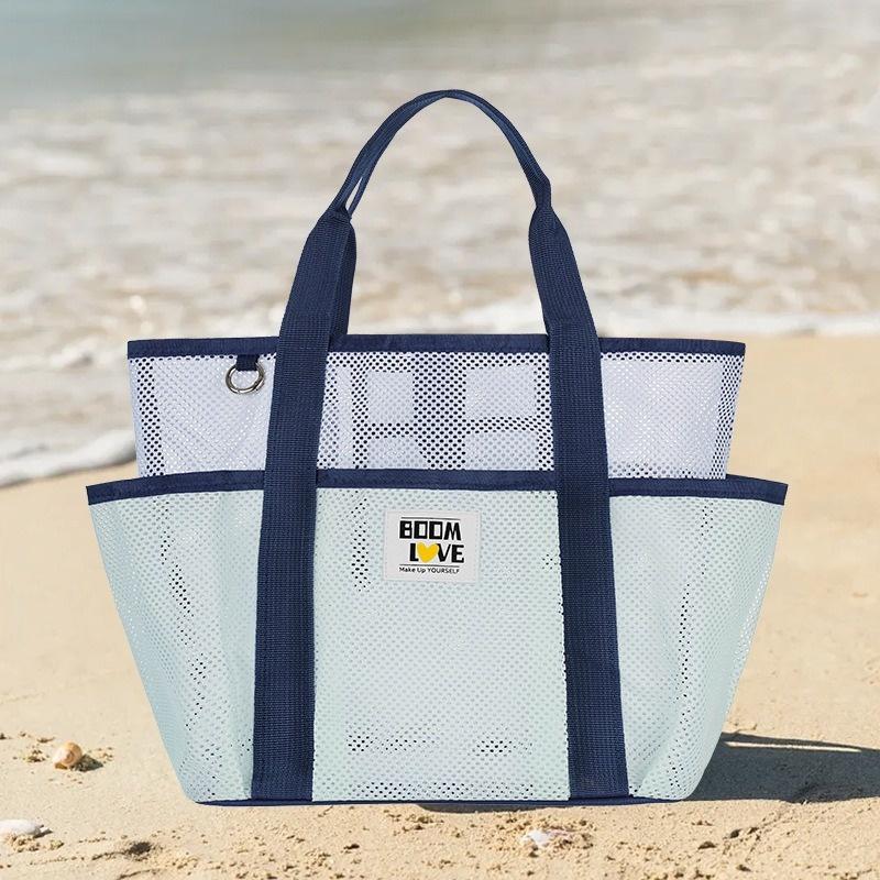 New Handheld Shopping Bag Beach Bag Travel Swimsuit Storage Bag Gym Bags Portable Tote Swimming Mesh Vacation Storage Bag