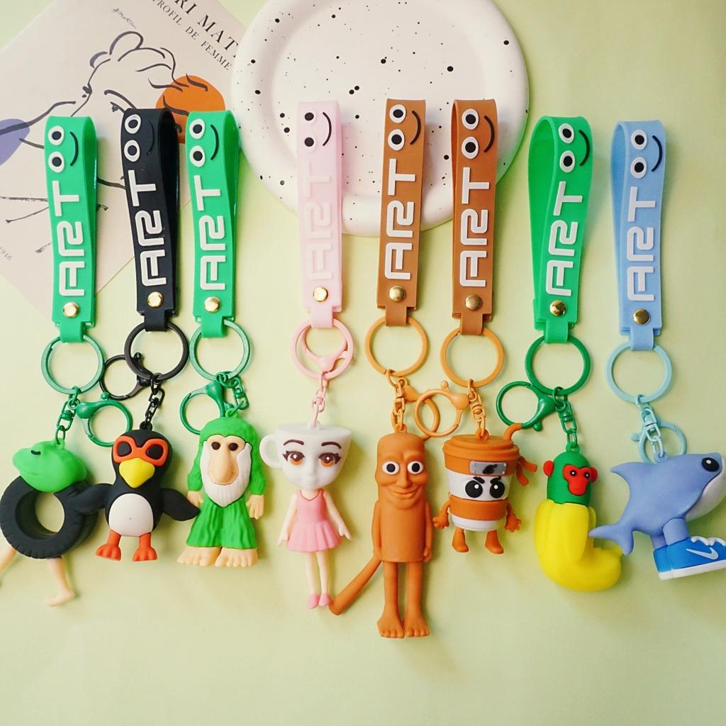 Wooden Stick Man Pendant Shanhaijing Keychain Funny Abstract Figure Blind Box Accessories