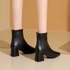 Модне взуття Жіноче 2024 Великий розмір Сучасні жіночі чоботи Елегантні черевики до щиколотки Жіночі Шиті Квадратний носок Застібка-блискавка ззаду Взуття на високих підборах Жіноче