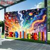 2D Classroom Science Backdrop, Colorful Chemistry Set & DNA Nebula Photography Background