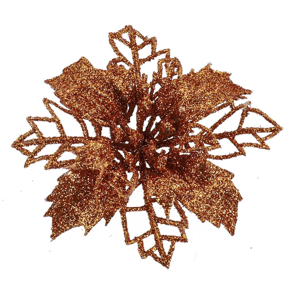 Christmas Glittering Poinsettia Decorations 2025 Celebration Hollow Flower Materials Christmas Tree Pendant Decoration 9cm