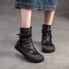 3.5CM Women Cool Boots 2025 Summer Genuine Leather Mesh Breathable Flat Ankle Boots For Women Casual Roman Shoes Retro