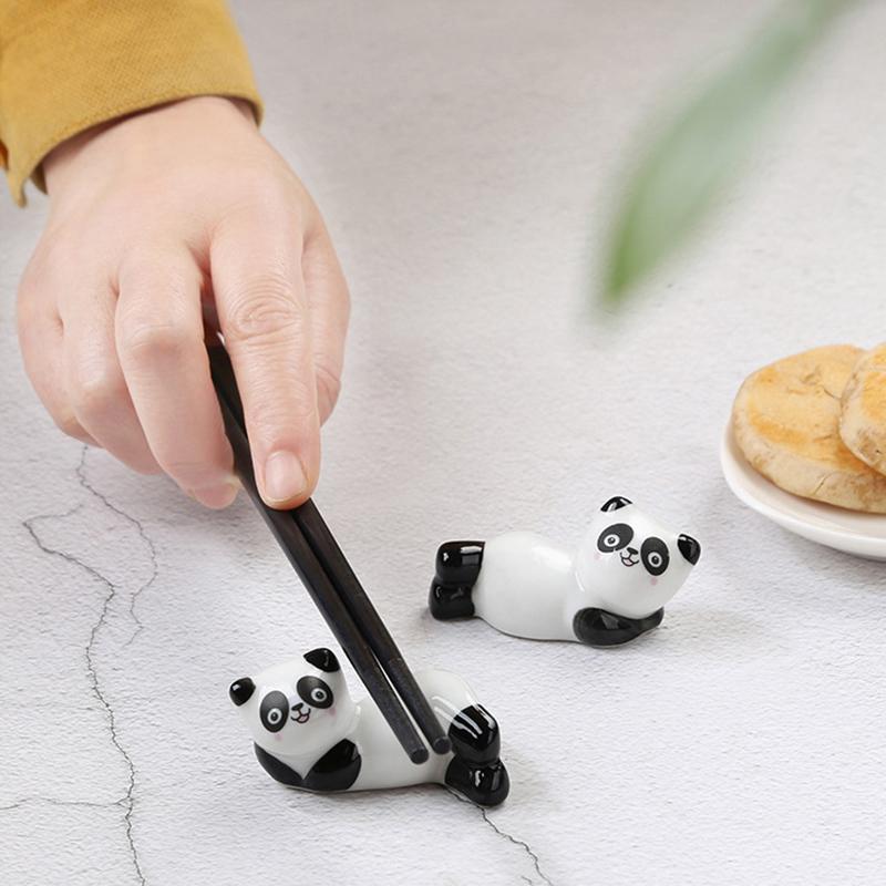Cute Panda Ceramic Rack Chopsticks Stand Rest Knife Fork Holder Chinese Style Cutlery Chopstick Rest Kitchen Tools For Home Use