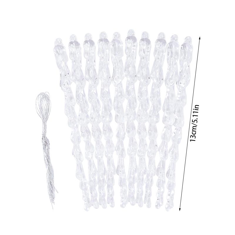 10pcs 13cm Christmas Simulation Ice Xmas Tree Hanging Ornament Clear Fake Icicle Winter Party New Year Navidad Decor for Home