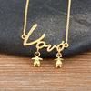 Nidin Exquisite Gold Plated Mom Daughter Necklace Girl Boy Pendant Chain Choker Cubic Zirconia Jewelry Mother's Day Gift